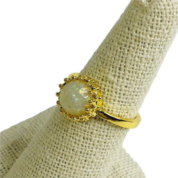 Faux Opal Goldtone Women's 7 Fashion Boutique Ring - Picture 2 of 5
